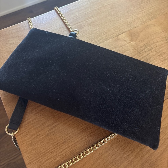 Talbots black velvet bow clutch crossbody bag holiday evening - Picture 5 of 7